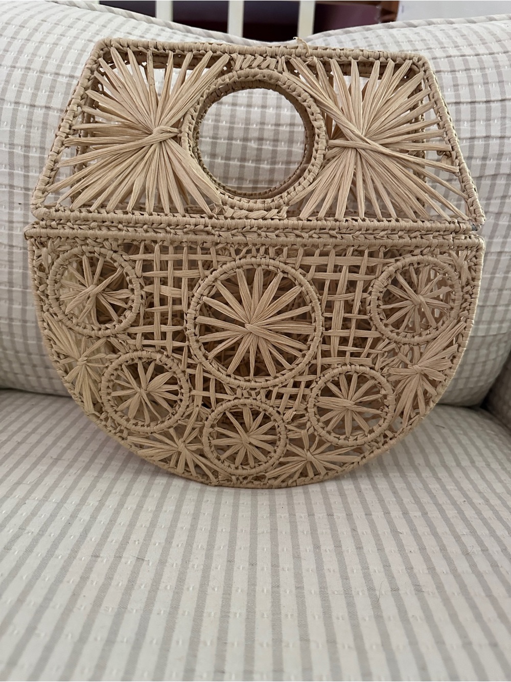 House of Harlow 1960 Natural Woven Circle Straw Tote